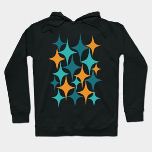 Mid Century Atomic Starburst Teal, Aqua, Orange Hoodie